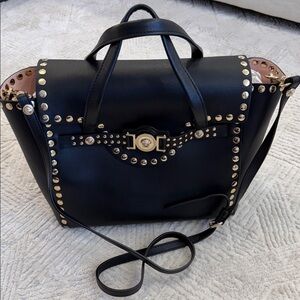Versace Signature Medusa Black Studded Satchel bag